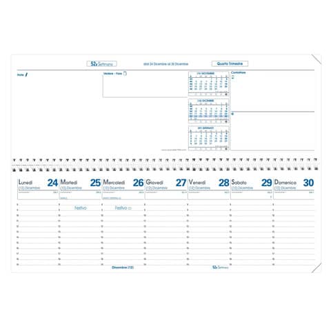 Agenda Planning settimanale 2024 Quo Vadis Agendascop 30x10 cm - Impala nero 02002624MQ